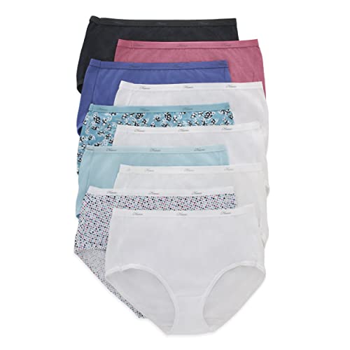 Hanes Women's Cotton Brief Value Pack, 10-Pack, Assorted Brief Underwear (Colors May Vary)