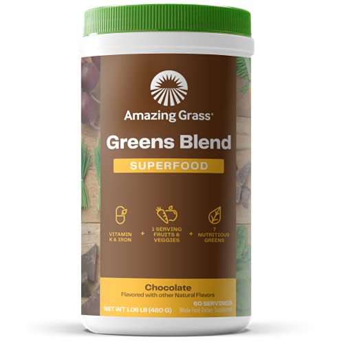 Amazing Grass Greens Superfood Powder: Greens Powder with Digestive Enzymes & Probiotics, Organic Spirulina, Chlorella, and Beet Root Powder, Original, 30 Servings