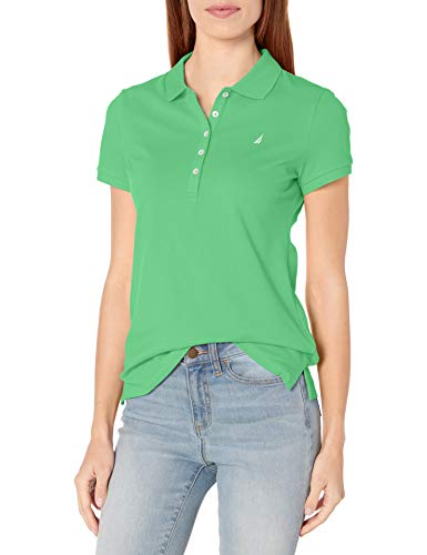 Nautica Women's 5-Button Short Sleeve Cotton Polo Shirt