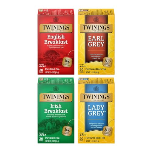 Twinings Decaffeinated English Breakfast Individually Wrapped Black Tea Bags, 20 Count Pack of 6, Flavourful & Robust