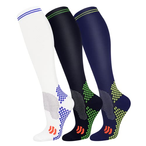 FuelMeFoot 3 Pack Copper Compression Socks - Compression Socks Women & Men Circulation - Best for Medical,Running,Athletic