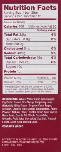 Natureâ€™s Bakery Whole Wheat Fig Bars, Blueberry, Real Fruit, Vegan, Non-GMO, Snack bar, Twin packs- 12 count