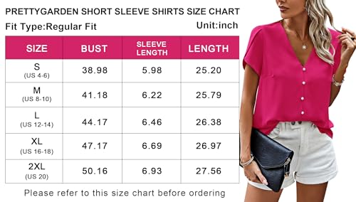 PRETTYGARDEN Short Sleeve Blouses for Women 2024 Summer Western Chiffon Shirts Dressy Casual Pearl Tops