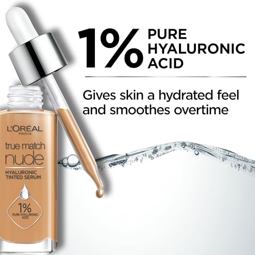 L'Oreal Paris True Match Nude Hyaluronic Tinted Serum Foundation with 1% Hyaluronic acid, Light 2-3, 1 fl. oz.