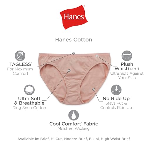 Hanes Women's Panties Pack, High-cut Cotton Briefs, Hi-cut Cotton Underwear, 6-pack (Colors May Vary)