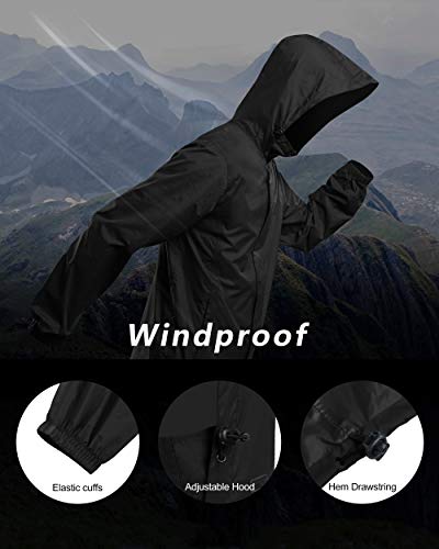 Outdoor Ventures Men's Rain Jacket Waterproof Lightweight Packable Rain Shell Raincoat with Hood for Golf Hiking Travel