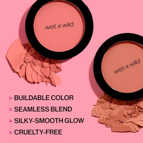 wet n wild Color Icon Blush, Effortless Glow & Seamless Blend infused with Luxuriously Smooth Jojoba Oil, Sheer Finish with a Matte Natural Glow, Cruelty-Free & Vegan - Pinch Me Pink