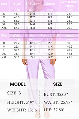 Ekouaer Womens Satin Silky Pajama Set Short Sleeve Shirt with Long Pajama Pant Set Soft PJ Loungewear