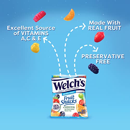 Welch's Fruit Snacks, Mixed Fruit, Perfect for School Lunches, Gluten Free, Bulk Pack, Individual Single Serve Bags, 0.8 oz (Pack of 40)