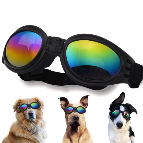 Large Dog Sunglasses, Dog Goggles with Adjustable Strap UV Protection Winproof Dog Puppy Sunglasses, Suitable for Medium-Large Dog Pet Glasses, Dogs Eyes Protection