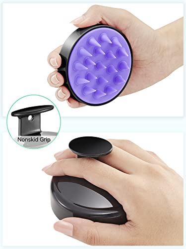 HEETA Scalp Massager Hair Growth, Scalp Scrubber with Soft Silicone Bristles for Hair Growth & Dandruff Removal, Hair Shampoo Brush for Scalp Exfoliator, Black