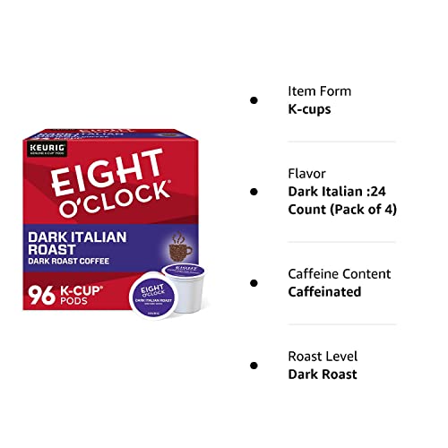 Eight O'Clock Coffee The Original Keurig Single-Serve K-Cup Pods, Medium Roast Coffee, 96 Count (4 Packs of 24)