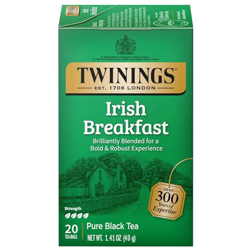 Twinings Decaffeinated English Breakfast Individually Wrapped Black Tea Bags, 20 Count Pack of 6, Flavourful & Robust