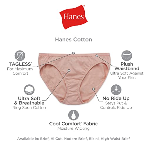 Hanes Women's High-Waisted Brief Panties, 6-Pack, Moisture-Wicking Cotton Brief Underwear (Colors May Vary)