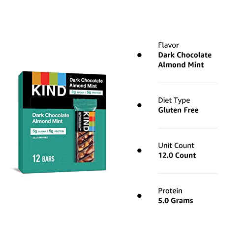 KIND Bars, Dark Chocolate Nuts and Sea Salt, Healthy Snacks, Gluten Free, Low Sugar, 6g Protein, 12 Count