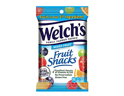 Welch's Fruit Snacks, Mixed Fruit, Perfect for School Lunches, Gluten Free, Bulk Pack, Individual Single Serve Bags, 0.8 oz (Pack of 40)