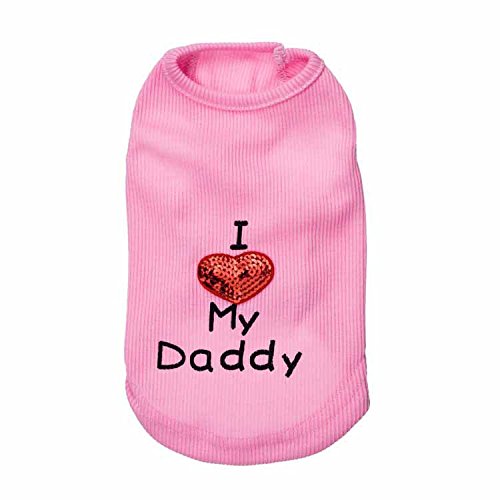 Dog Shirts Slogan Vest I Love My Daddy/Mommy Cute Heart T-Shirt Clothes for Chiuahaha Poodle Teacup Shihtzu Yorkie Bulldog Small Puppy Costume