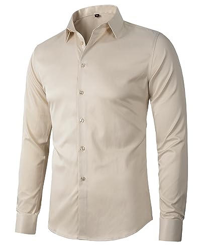 Beninos Mens Long Sleeve Slim Fit Dress Shirts