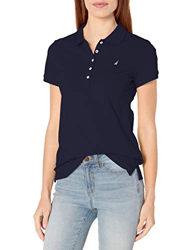 Nautica Women's 5-Button Short Sleeve Cotton Polo Shirt