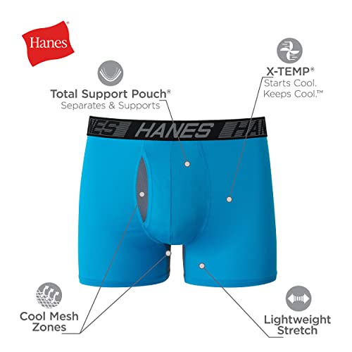 Hanes Men’s Total Support Pouch Boxer Briefs, X-Temp Cooling, Moisture-Wicking Underwear, Regular, Long-leg and Trunk, 3-Pack