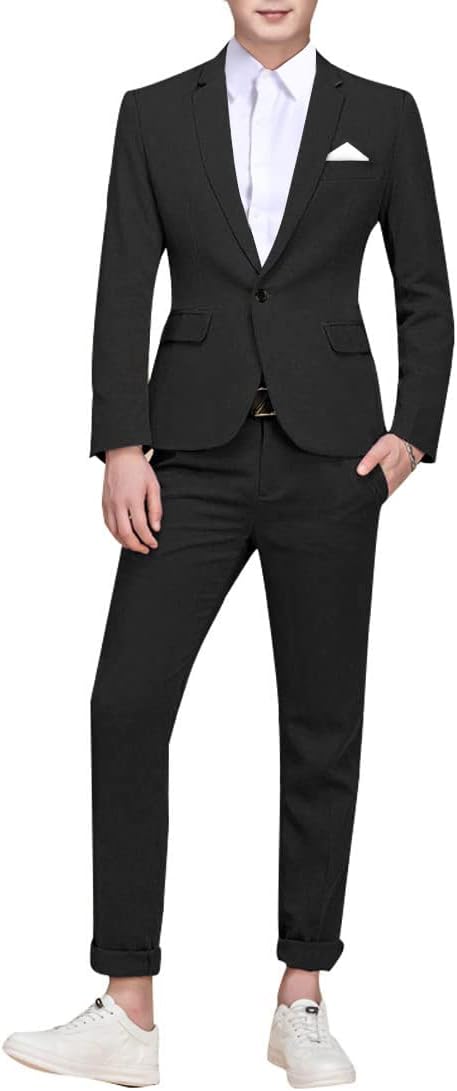 Cloudstyle Men's Suit Single-Breasted One Button Center Vent 2 Pieces Slim Fit Formal Suits