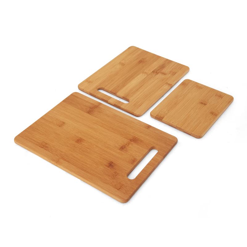 Farberware 4-Piece Kitchen Reversible Chopping Boards for Meal Prep and Serving, Charcuterie Board Set, Wood Cutting Boards, Assorted Sizes, Bamboo