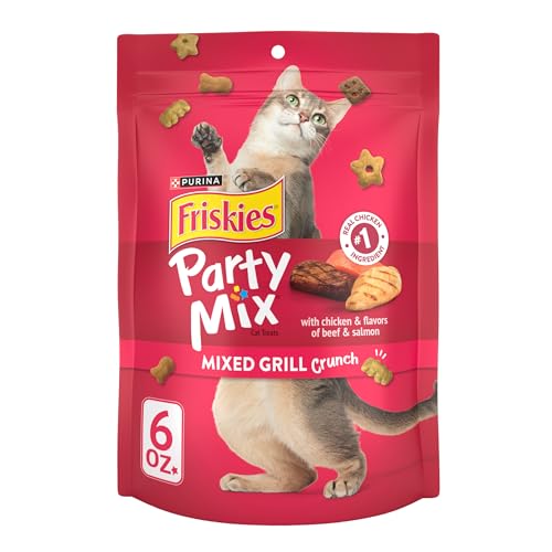 Purina Friskies Natural Cat Treats Party Mix Natural Yums With Real Salmon and Added Vitamins, Minerals and Nutrients - 20 oz. Canister