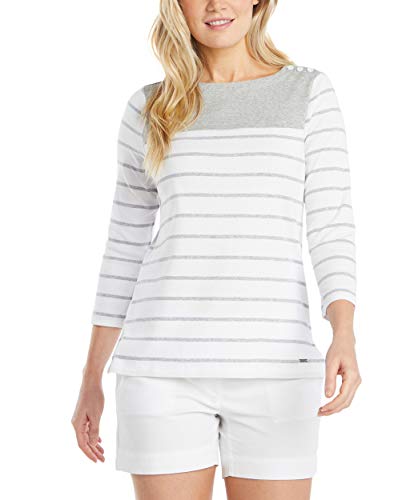 Nautica Women's Boatneck 3/4 Sleeve 100% Cotton Shirt