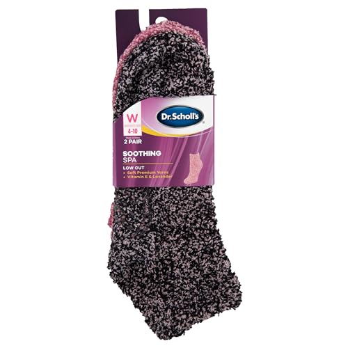 Dr. Scholl’s Women’s Fuzzy Spa Socks - Cozy Low Cut 2 & 3 Pairs - Lavender & Vitamin E Infused