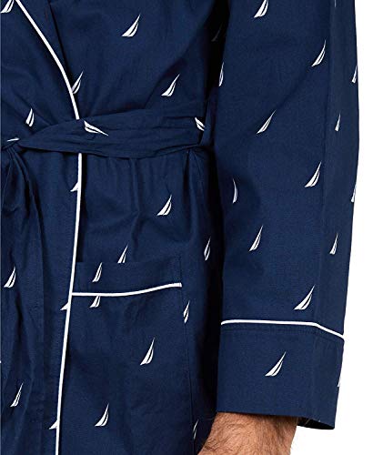 Nautica mens Long-sleeve Lightweight Cotton Woven-robe Bathrobe