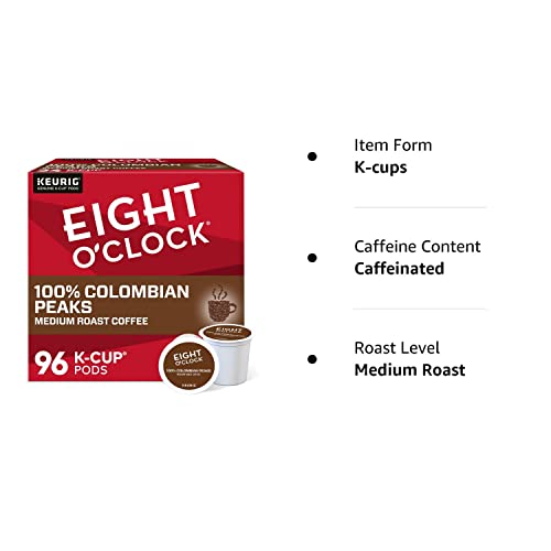 Eight O'Clock Coffee The Original Keurig Single-Serve K-Cup Pods, Medium Roast Coffee, 96 Count (4 Packs of 24)