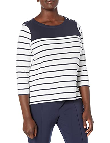 Nautica Women's Boatneck 3/4 Sleeve 100% Cotton Shirt