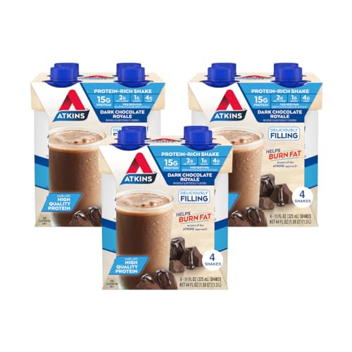 Atkins Milk Chocolate Delight Protein Shake, 15g Protein, Low Glycemic, 2g Net Carb, 1g Sugar, Keto Friendly, 12 Count