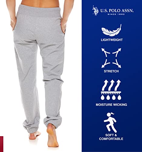 U.S. Polo Assn. Womens Lounge Pants with Pockets, French Terry Jogger Sweatpants