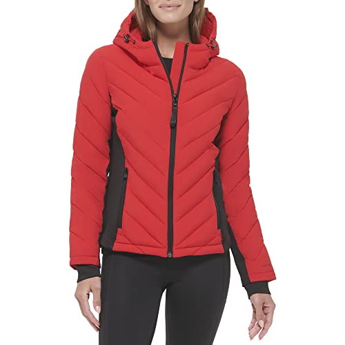 Calvin Klein Women's Scuba Side Panel and Sleeve Detail Adjustable Hood Zip Pocketspuffer