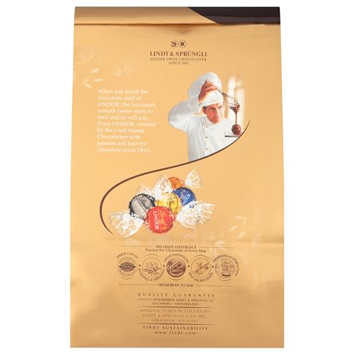 Lindt LINDOR Assorted Chocolate Truffles, Chocolate Candy with Smooth, Melting Truffle Center, Perfect for Mother’s Day Gifting, 15.2 oz. Bag