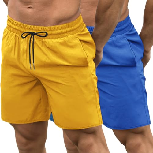 COOFANDY Men's 2 Pack Gym Workout Shorts Quick Dry Bodybuilding Weightlifting Pants Training Running Jogger with Pockets