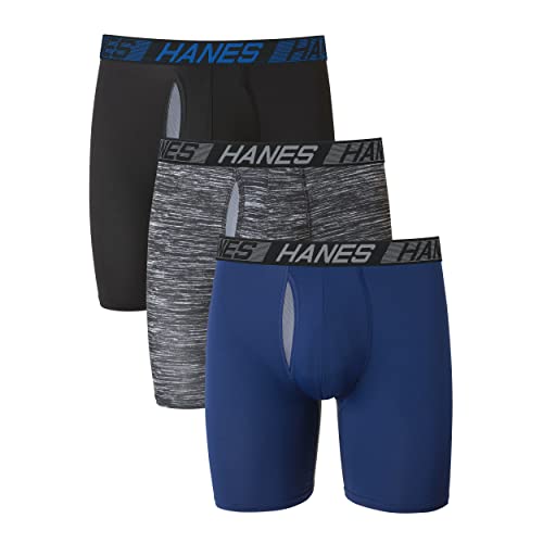 Hanes Men’s Total Support Pouch Boxer Briefs, X-Temp Cooling, Moisture-Wicking Underwear, Regular, Long-leg and Trunk, 3-Pack