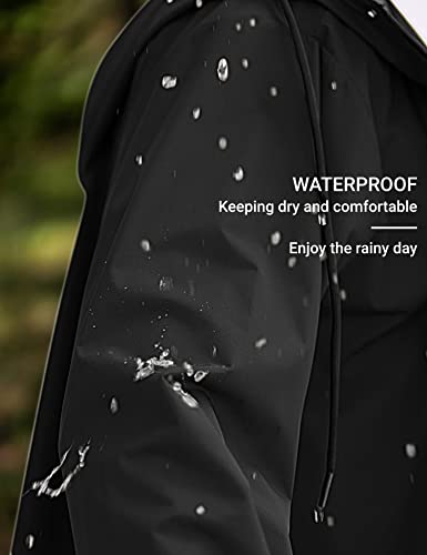 COOFANDY Men's Rain Jacket with Hood Waterproof Lightweight Active Long Raincoat