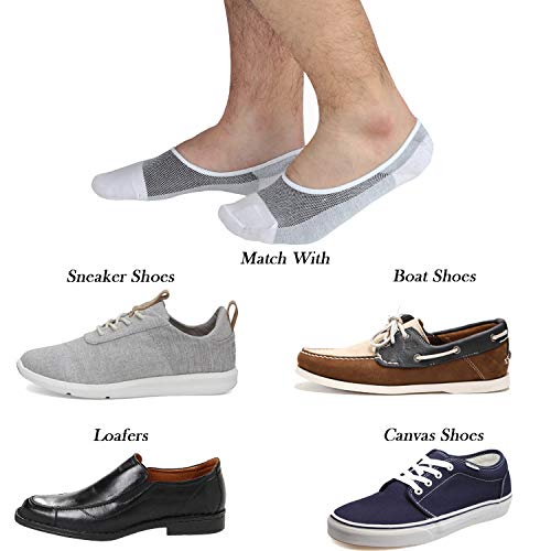 JORMATT Genuine Mens No Show Socks, Loafer Sneakers Low Cut Cotton Socks With Non Slip Grips