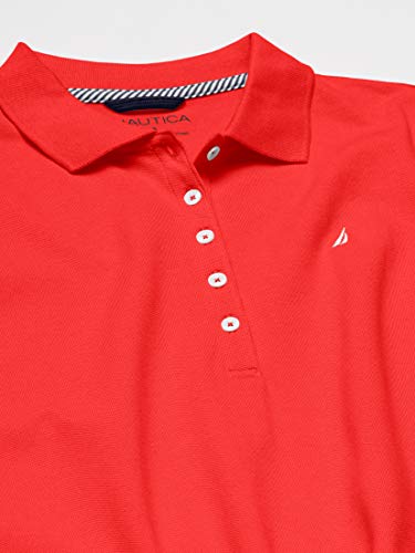 Nautica Women's 5-Button Short Sleeve Cotton Polo Shirt