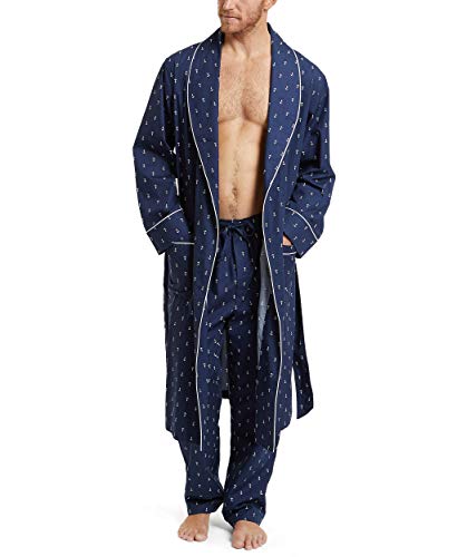 Nautica mens Long-sleeve Lightweight Cotton Woven-robe Bathrobe