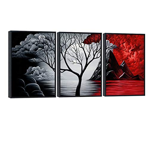 Wieco Art The Cloud Tree 3 Panels Modern Giclee Canvas Prints Artwork Abstract Seascape Paintings Reproduction Sea Beach Pictures Printed on Canvas Wall Art for Home Decorations Wall Decor