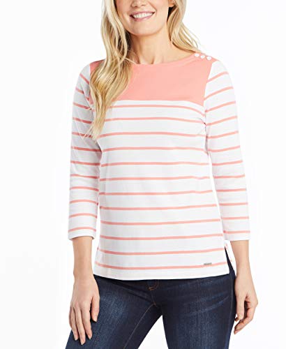 Nautica Women's Boatneck 3/4 Sleeve 100% Cotton Shirt