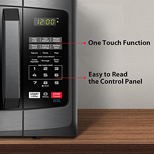 TOSHIBA EM925A5A-BS Countertop Microwave Oven, 0.9 Cu Ft With 10.6 Inch Removable Turntable, 900W, 6 Auto Menus, Mute Function & ECO Mode, Child Lock, LED Lighting, Black Stainless Steel