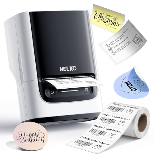 Label Maker Machine with Tape, PM220 Bluethooth Label Printer, Portable Thermal Printer for Small Business, Address, Logo, Clothing, Mailing, Sticker Printer for Phones & PC, White