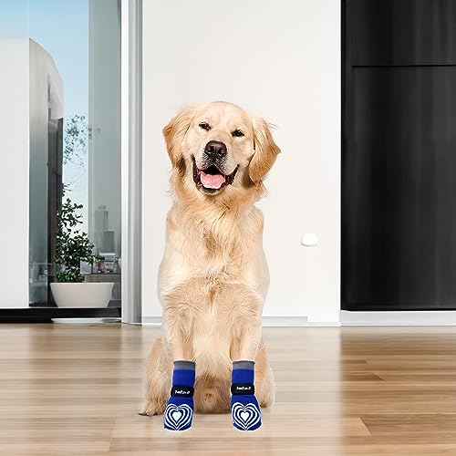 Medical First-Aid Double Sided Anti-Slip Cotton Dog Socks | PawFlex Comfy Pawz Silicone Nonslip at Inner Cuff for No Twisting or Sliding Off | Pet Paw Protection |Wound Care | Traction Control