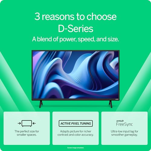 VIZIO 40-inch D-Series Full HD 1080p Smart TV with AMD FreeSync, Apple AirPlay and Chromecast Built-in, Alexa Compatibility, D40f-J09, 2022 Model