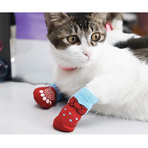 2Sets Lovely Paw Socks for Dog Cat Non-Slip Knitted Pet Socks Feet Socks Size S-L