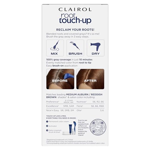 Clairol Root Touch-Up by Nice'n Easy Permanent Hair Dye, 4 Dark Brown Hair Color, Pack of 2